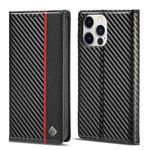 For iPhone 14 Pro Max LC.IMEEKE Carbon Fiber PU + TPU Leather Case (Vertical Black)