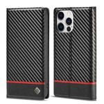 For iPhone 14 Pro Max LC.IMEEKE Carbon Fiber PU + TPU Leather Case (Horizontal Black)
