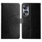 For Honor 70 HT01 Y-shaped Pattern Flip Leather Phone Case(Black)