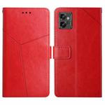 For Motorola Moto G32 HT01 Y-shaped Pattern Flip Leather Phone Case(Red)