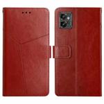 For Motorola Moto G32 HT01 Y-shaped Pattern Flip Leather Phone Case(Brown)