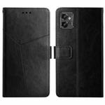 For Motorola Moto G32 HT01 Y-shaped Pattern Flip Leather Phone Case(Black)