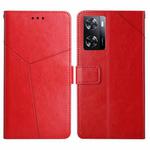 For OPPO A57 4G/A77 4G/Realme Narzo 50 5G/Realme V23 HT01 Y-shaped Pattern Flip Leather Phone Case(Red)