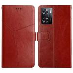 For OPPO A57 4G/A77 4G/Realme Narzo 50 5G/Realme V23 HT01 Y-shaped Pattern Flip Leather Phone Case(Brown)
