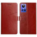 For Realme GT Neo 3 HT01 Y-shaped Pattern Flip Leather Phone Case(Brown)