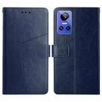 For Realme GT Neo 3 HT01 Y-shaped Pattern Flip Leather Phone Case(Blue)