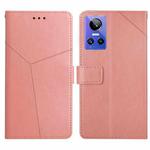 For Realme GT Neo 3 HT01 Y-shaped Pattern Flip Leather Phone Case(Pink)