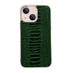 For iPhone 14 Genuine Leather Pinshang Series Nano Electroplating Phone Case (Green)