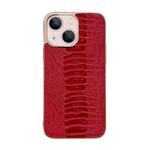 For iPhone 13 Genuine Leather Pinshang Series Nano Electroplating Phone Case(Red)