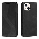 For iPhone 14 Skin Feel Magnetic S-type Solid Color Leather Phone Case Max(Black)