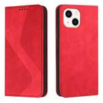 For iPhone 14 Skin Feel Magnetic S-type Solid Color Leather Phone Case (Red)