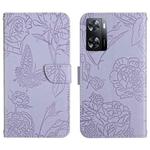 For OPPO A57 4G/A77 4G/Realme Narzo 50 5G/Realme V23 HT03 Skin Feel Butterfly Embossed Flip Leather Phone Case(Purple)