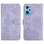 For Realme GT Neo2 HT03 Skin Feel Butterfly Embossed Flip Leather Phone Case(Purple)