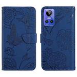For Realme GT Neo 3 HT03 Skin Feel Butterfly Embossed Flip Leather Phone Case(Blue)