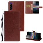 For Sony Xperia XZ5 Plum Blossom Pattern Left and Right Flip Leather Case with Bracket & Card Slot & Wallet & Lanyard(Brown)