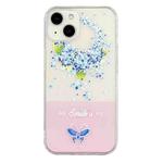 For iPhone 14 Bronzing Butterfly Flower TPU Phone Case (Hydrangea)