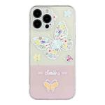 For iPhone 14 Pro Bronzing Butterfly Flower TPU Phone Case(Butterfly)
