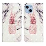 For iPhone 14 3D Drawing Leather Phone Case (Pineapple)