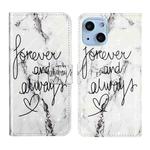 For iPhone 14 3D Drawing Leather Phone Case (Words Marble)