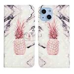 For iPhone 14 Plus 3D Drawing Leather Phone Case (Pineapple)