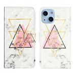 For iPhone 14 Plus 3D Drawing Leather Phone Case (Triangular Marble)