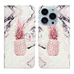 For iPhone 14 Pro 3D Drawing Leather Phone Case(Pineapple)