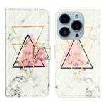 For iPhone 14 Pro 3D Drawing Leather Phone Case(Triangular Marble)