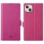 For iPhone 14 ViLi K Series Dual-side Buckle Magsafe Leather Phone Case (Rose Red)