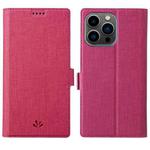 For iPhone 14 Pro Max ViLi K Series Dual-side Buckle Magsafe Leather Phone Case(Rose Red)