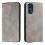 For Motorola Moto G 2022 Skin Feel Magnetic S-type Solid Color Leather Phone Case(Grey)
