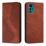 For Motorola Moto G22 Skin Feel Magnetic S-type Solid Color Leather Phone Case(Brown)
