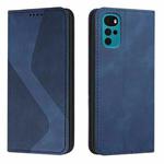 For Motorola Moto G22 Skin Feel Magnetic S-type Solid Color Leather Phone Case(Blue)