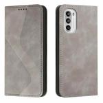 For Motorola Moto G52 Skin Feel Magnetic S-type Solid Color Leather Phone Case(Grey)