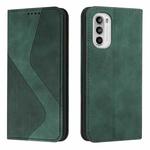 For Motorola Moto G52 Skin Feel Magnetic S-type Solid Color Leather Phone Case(Green)