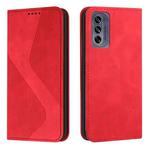 For Motorola Moto G62 5G Skin Feel Magnetic S-type Solid Color Leather Phone Case(Red)