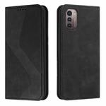 For Nokia G11 / G21 Skin Feel Magnetic S-type Solid Color Leather Phone Case(Black)