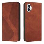 For Nothing Phone 1 Skin Feel Magnetic S-type Solid Color Leather Phone Case(Brown)