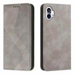 For Nothing Phone 1 Skin Feel Magnetic S-type Solid Color Leather Phone Case(Grey)