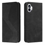 For Nothing Phone 1 Skin Feel Magnetic S-type Solid Color Leather Phone Case(Black)