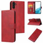 For Samsung Galaxy A13 5G Calf Texture Buckle Flip Leather Phone Case(Red)