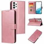 For Samsung Galaxy A73 5G Calf Texture Buckle Flip Leather Phone Case(Rose Gold)