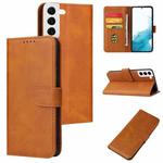 For Samsung Galaxy S22 5G Calf Texture Buckle Flip Leather Phone Case(Khaki)