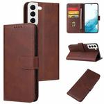 For Samsung Galaxy S22 5G Calf Texture Buckle Flip Leather Phone Case(Brown)