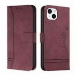 For iPhone 14 Retro Skin Feel Horizontal Flip Leather Phone Case Max(Wine Red)