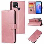 For OPPO A15 Calf Texture Buckle Flip Leather Phone Case(Rose Gold)
