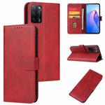For OPPO A55 5G Calf Texture Buckle Flip Leather Phone Case(Red)