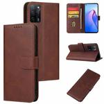 For OPPO A55 5G Calf Texture Buckle Flip Leather Phone Case(Brown)