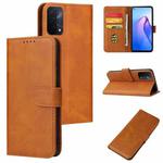 For OPPO A93 5G Calf Texture Buckle Flip Leather Phone Case(Khaki)