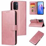 For OPPO A93 5G Calf Texture Buckle Flip Leather Phone Case(Rose Gold)