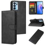 For OPPO Reno6 4G Calf Texture Buckle Flip Leather Phone Case(Black)